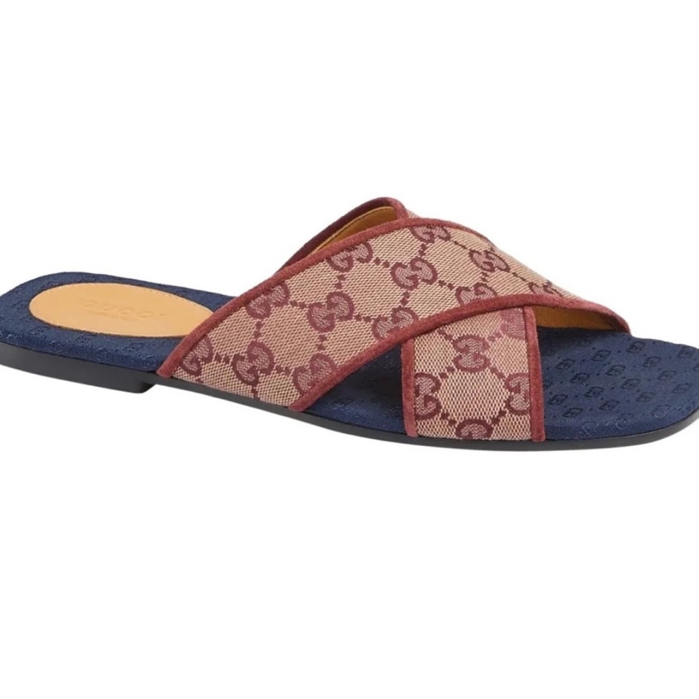 Gucci Burgundy Cloth Sandals